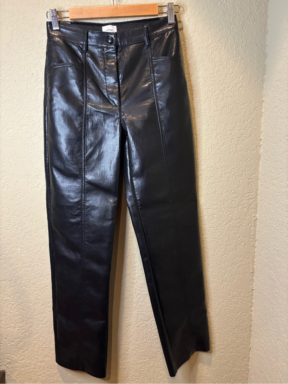 Wilfred Black Faux Leather Straight-Leg Jeans